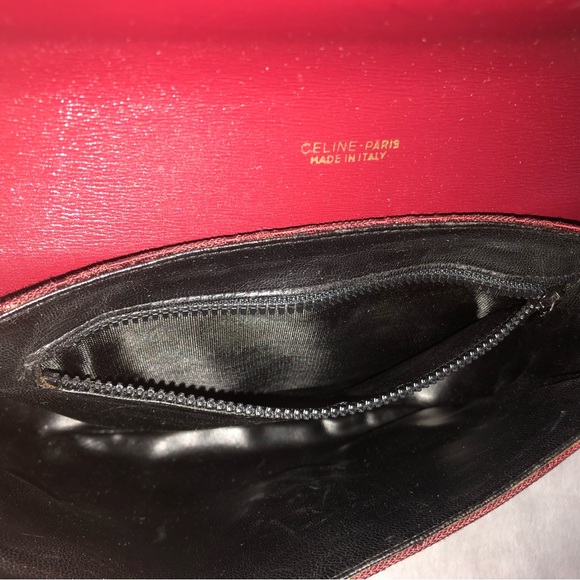 Vintage Celine Shoulder Bag Horse carriage logo box bag burgundy - Picture 13 of 16